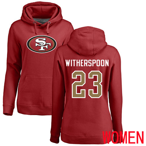 San Francisco 49ers Red Women Ahkello Witherspoon Name and Number Logo #23 San Francisco 49ers